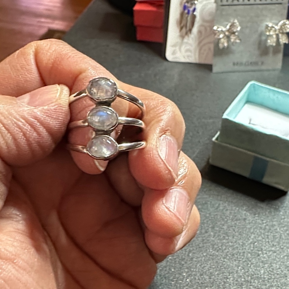 Silver Moonstone Ring Set